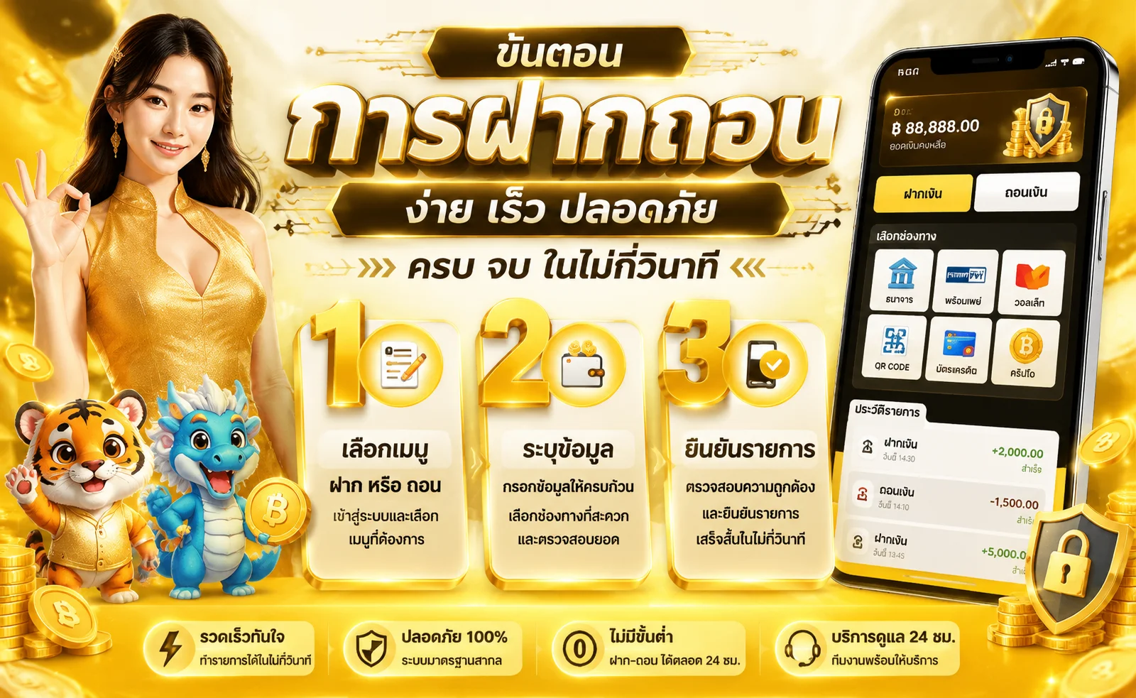 ระบบฝากถอนออโต้ MAYA777 รองรับทรูมันนี่วอเลท